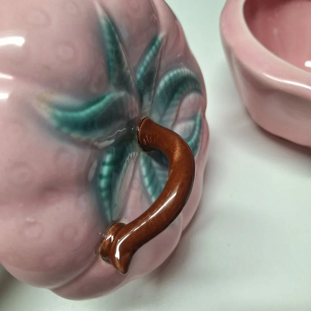 Belmar‎ Vintage Pink Strawberry Ceramic Shaped Serving Set Dip Veggie 6 Pieces